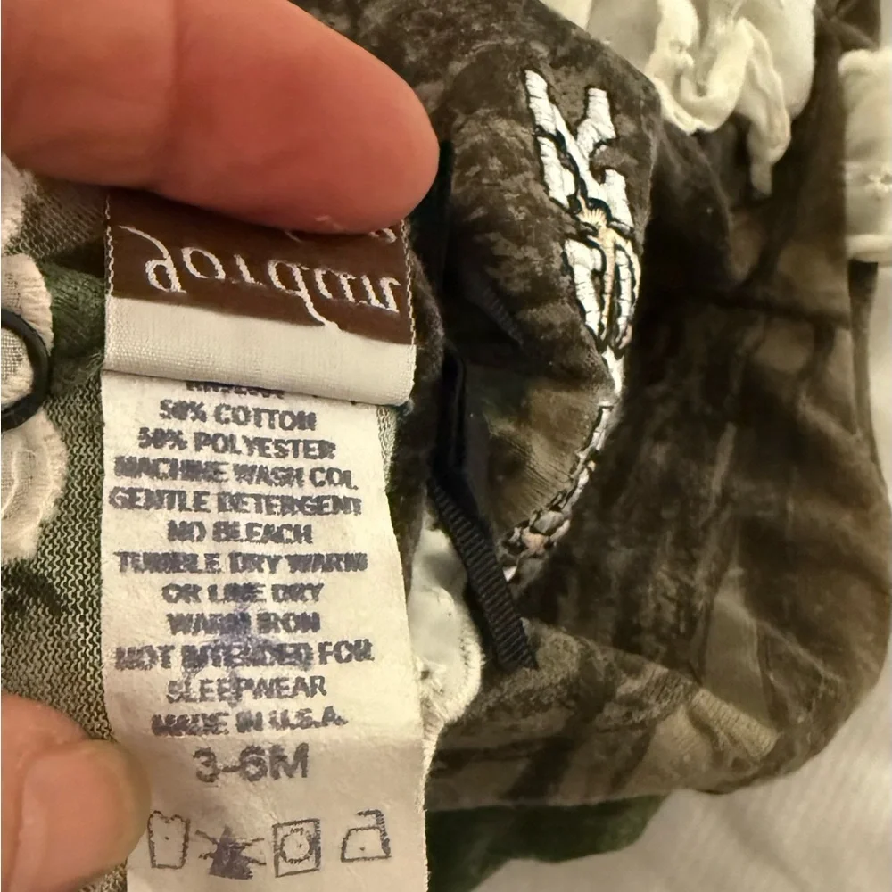 Infant Camo Onesie with buck and ruffles size 3 to 6 months